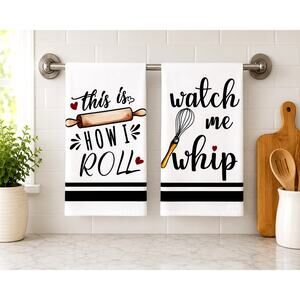 Hand Towels, 2pc, Funny Kitchen Dish Towels, 16" x 24"